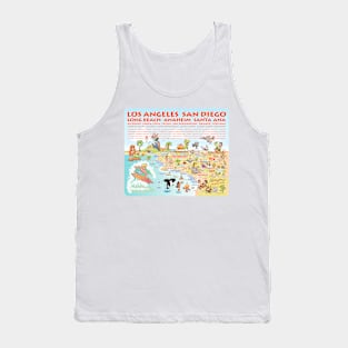 Cartoon Map of Southern California with List of Cities Tank Top